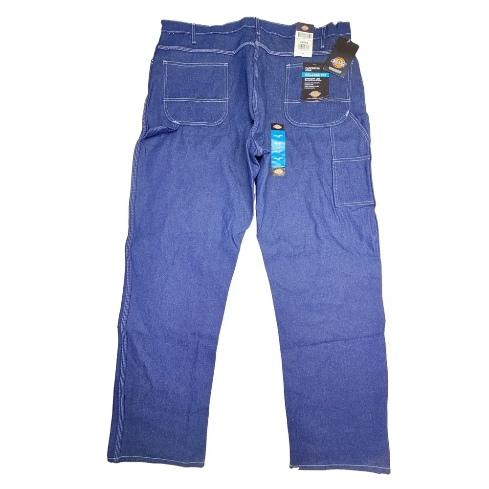 NWT Dickies Carpenter Jeans Relaxed Fit Straight Leg 42x34 Dark Wash Workwear